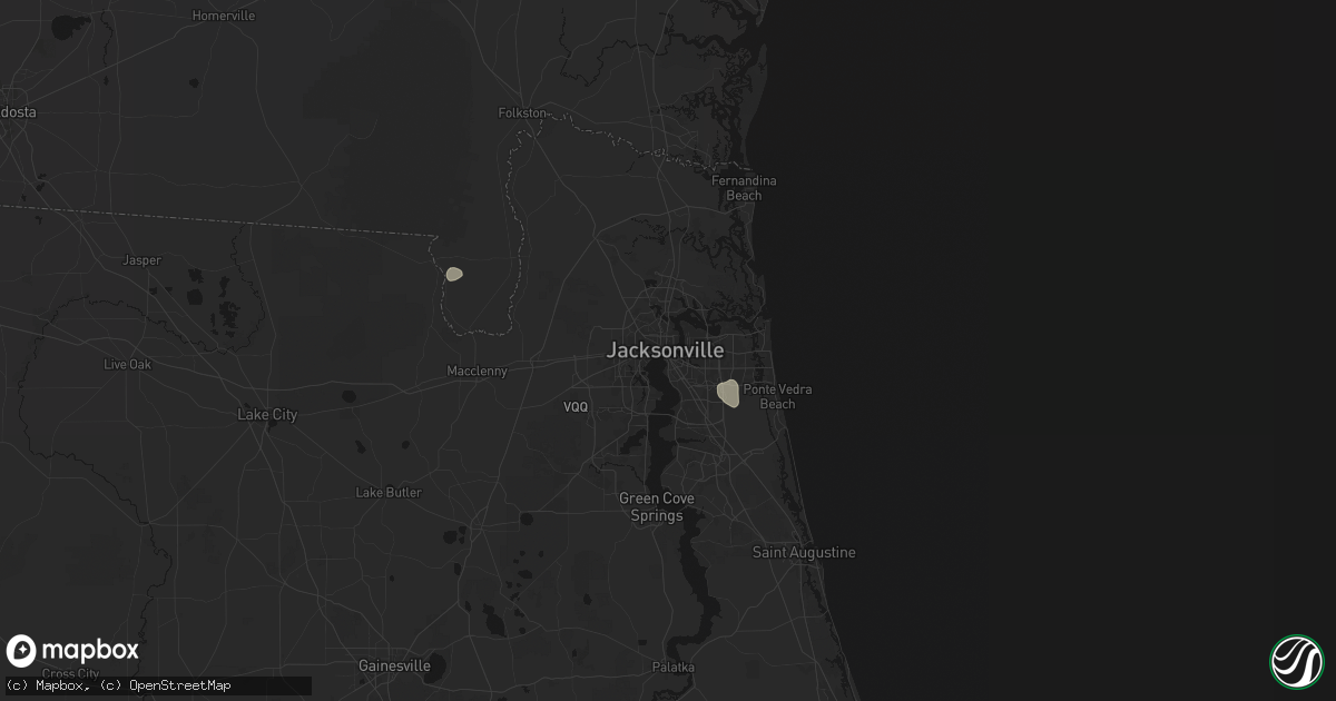 Hail map in Jacksonville, FL on August 14, 2026