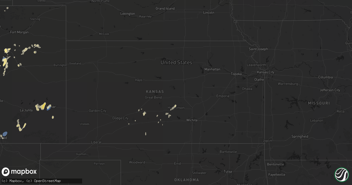 Hail map in Kansas on August 14, 2026