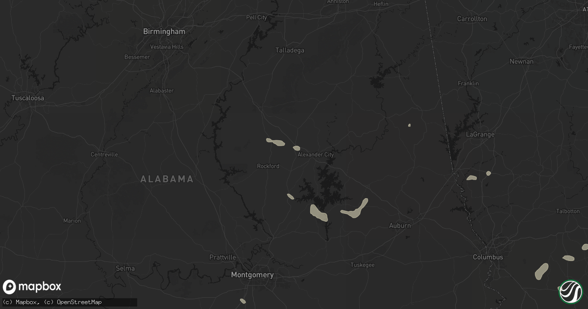 Hail map in Kellyton, AL on August 14, 2026