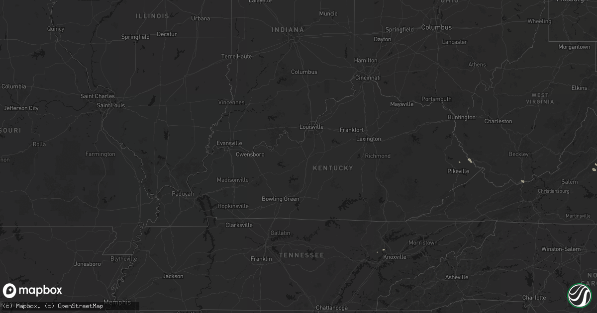 Hail map in Kentucky on August 14, 2026