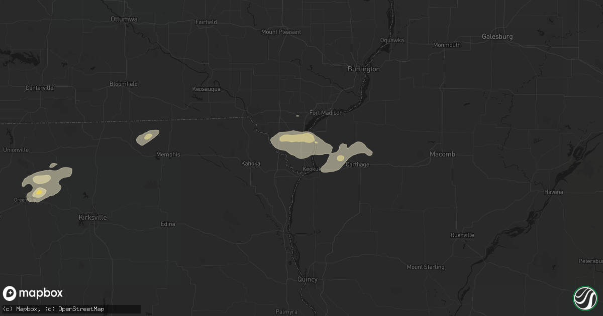 Hail map in Keokuk, IA on August 14, 2026