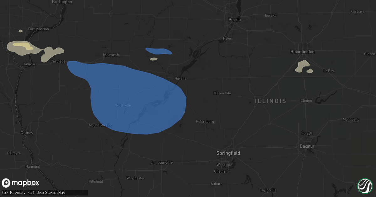 Hail map in Kilbourne, IL on August 14, 2026