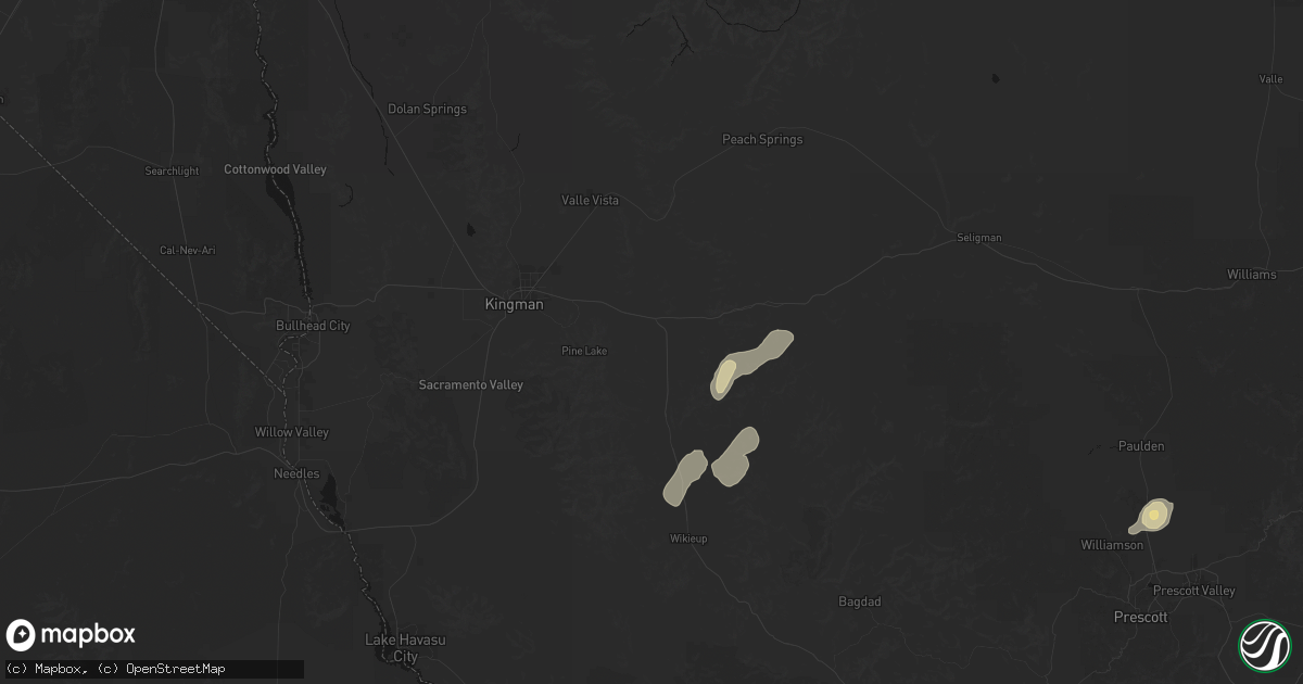 Hail map in Kingman, AZ on August 14, 2026