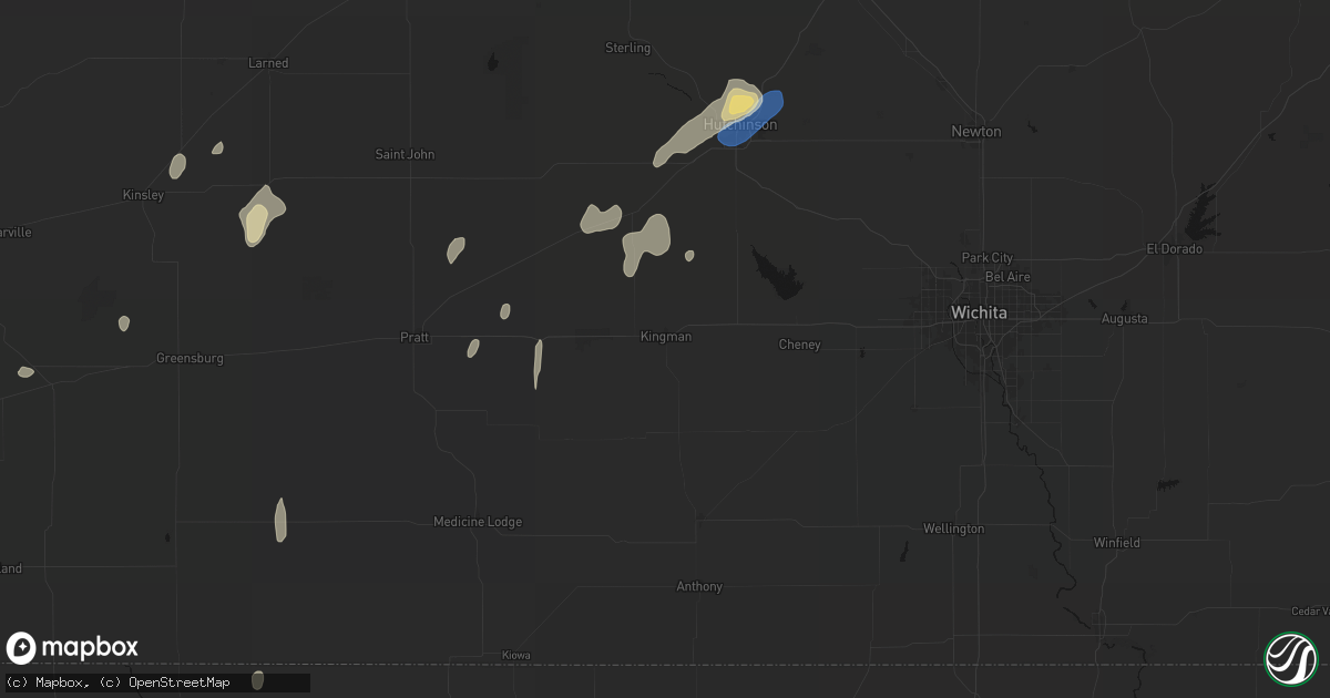 Hail map in Kingman, KS on August 14, 2026
