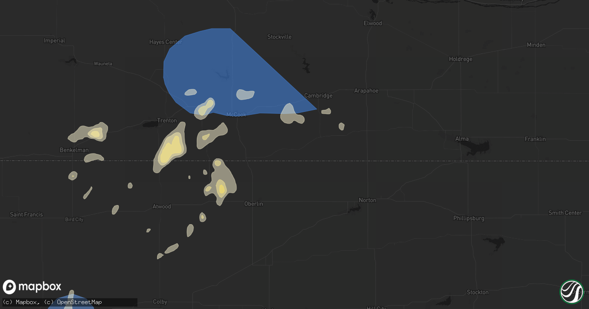 Hail map in Lebanon, NE on August 14, 2026