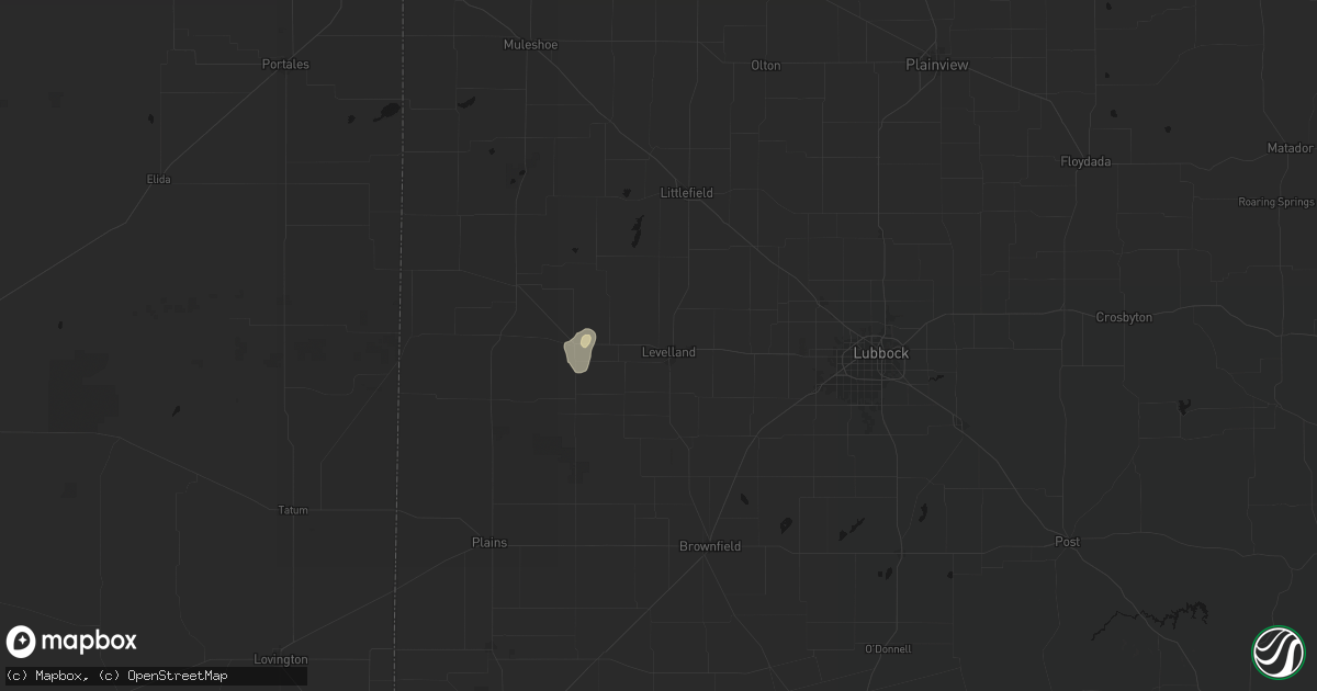 Hail map in Levelland, TX on August 14, 2026