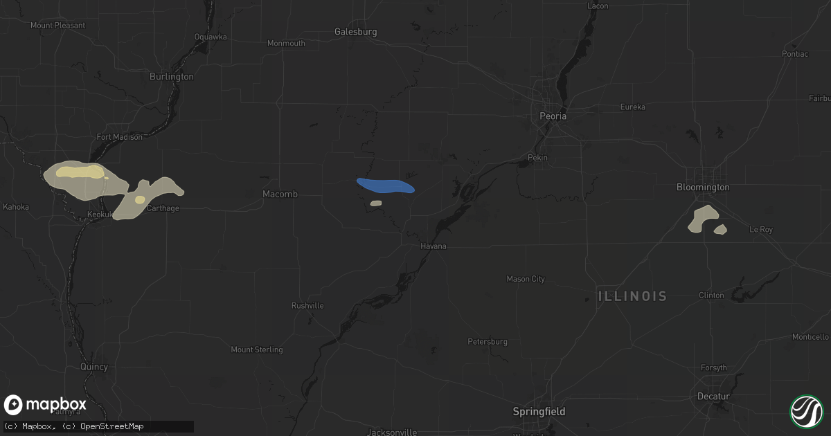 Hail map in Lewistown, IL on August 14, 2026