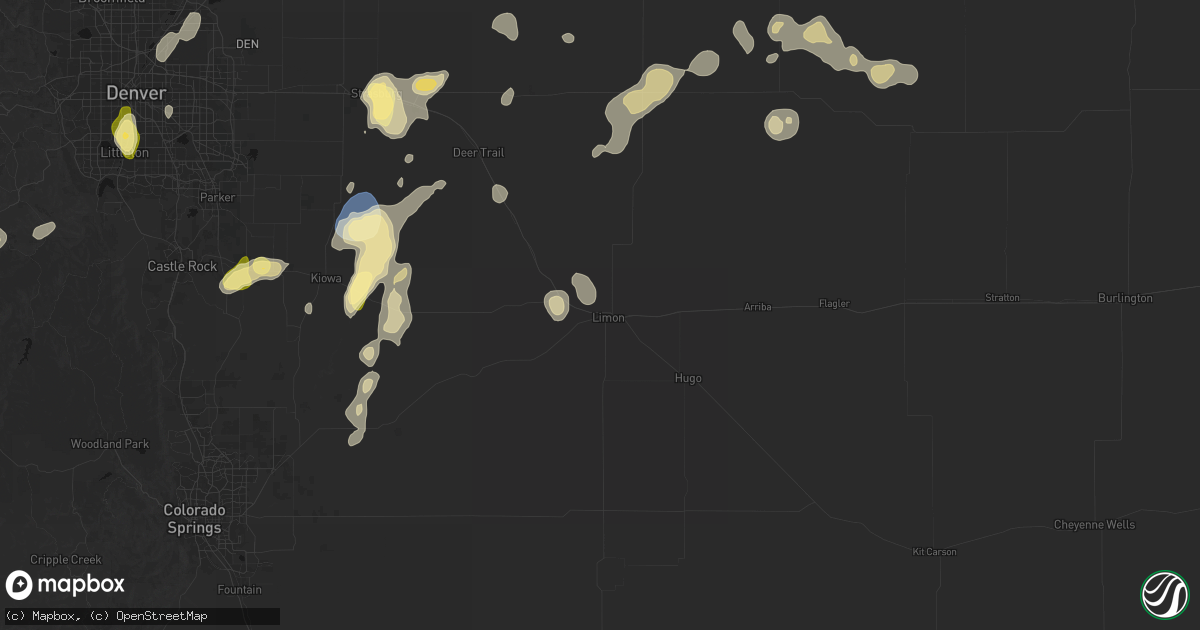 Hail map in Limon, CO on August 14, 2026