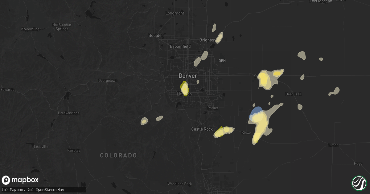 Hail map in Littleton, CO on August 14, 2026