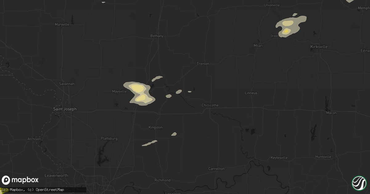 Hail map in Lock Springs, MO on August 14, 2026