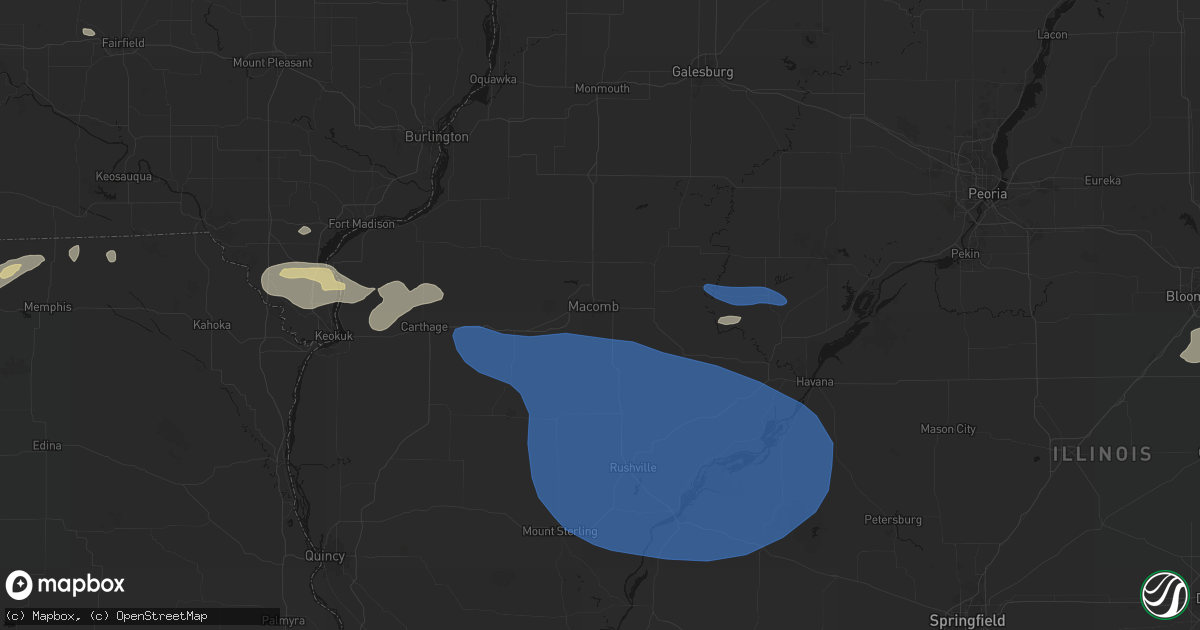 Hail map in Macomb, IL on August 14, 2026