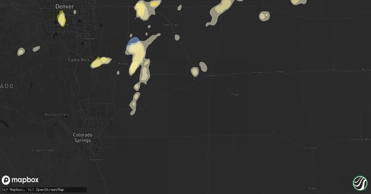 Hail map in Matheson, CO on August 14, 2026