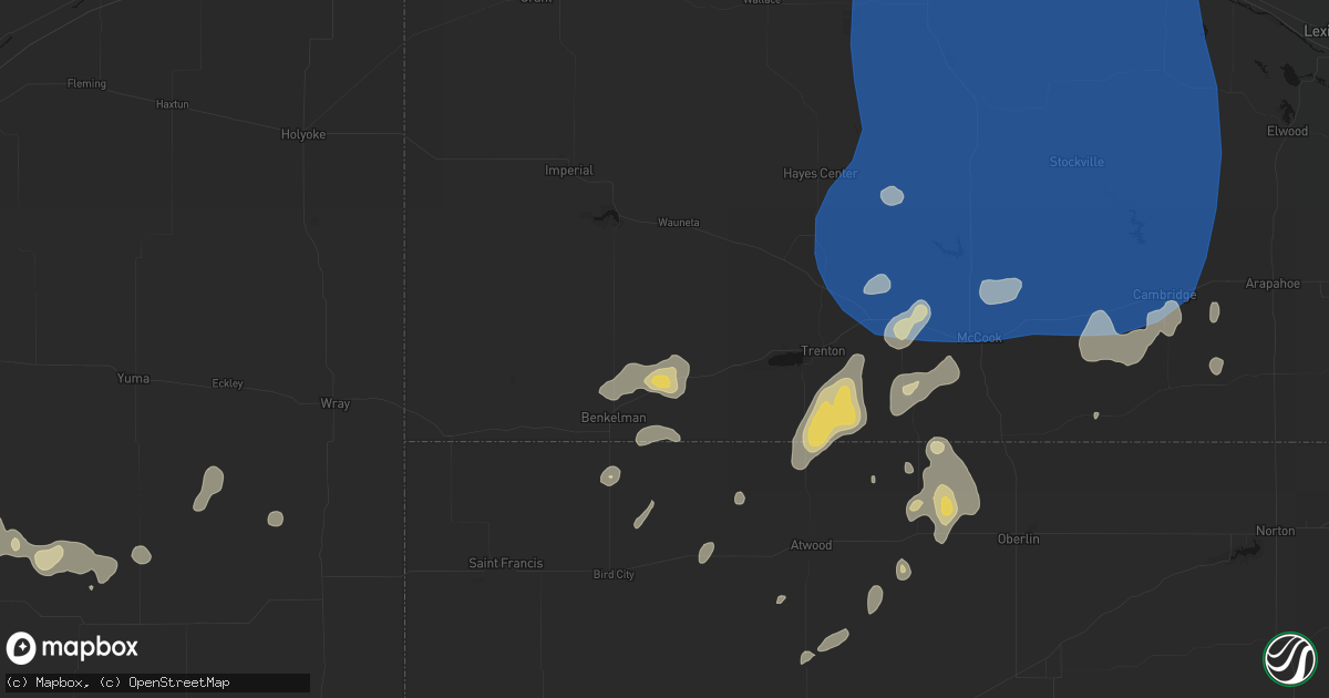 Hail map in Max, NE on August 14, 2026