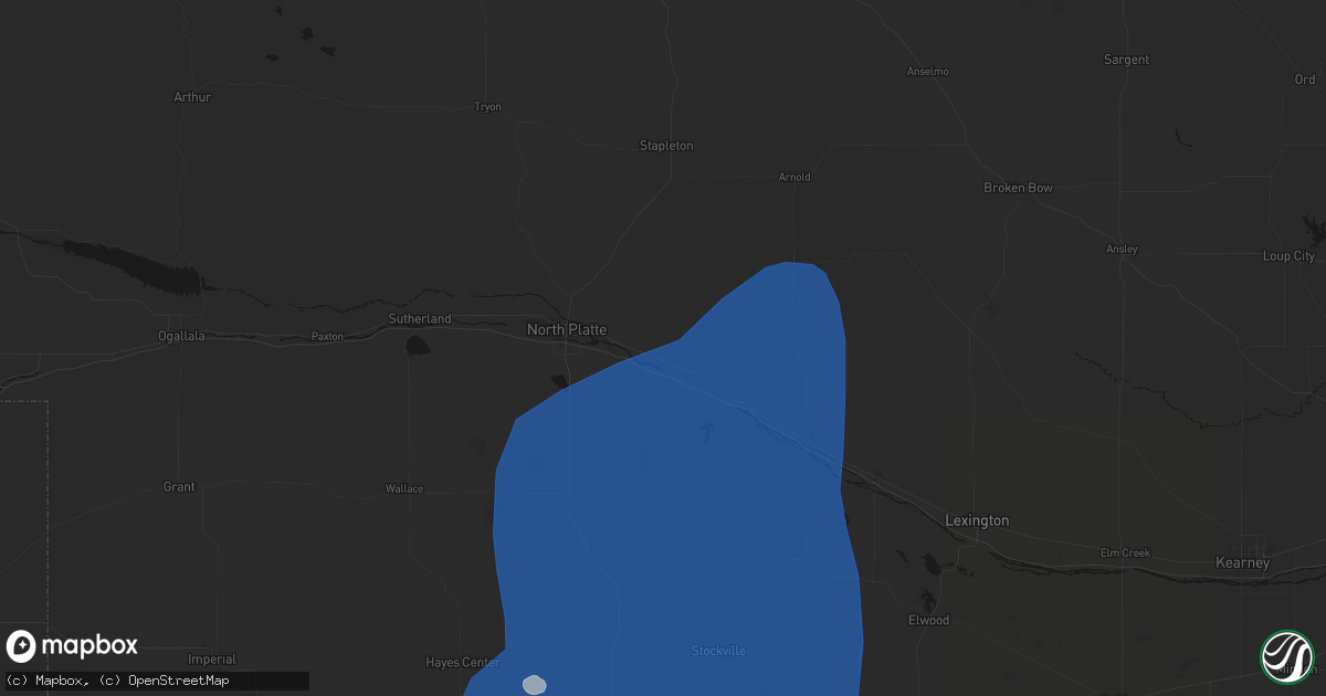 Hail map in Maxwell, NE on August 14, 2026