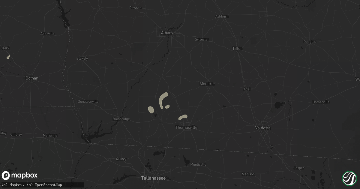 Hail map in Meigs, GA on August 14, 2026