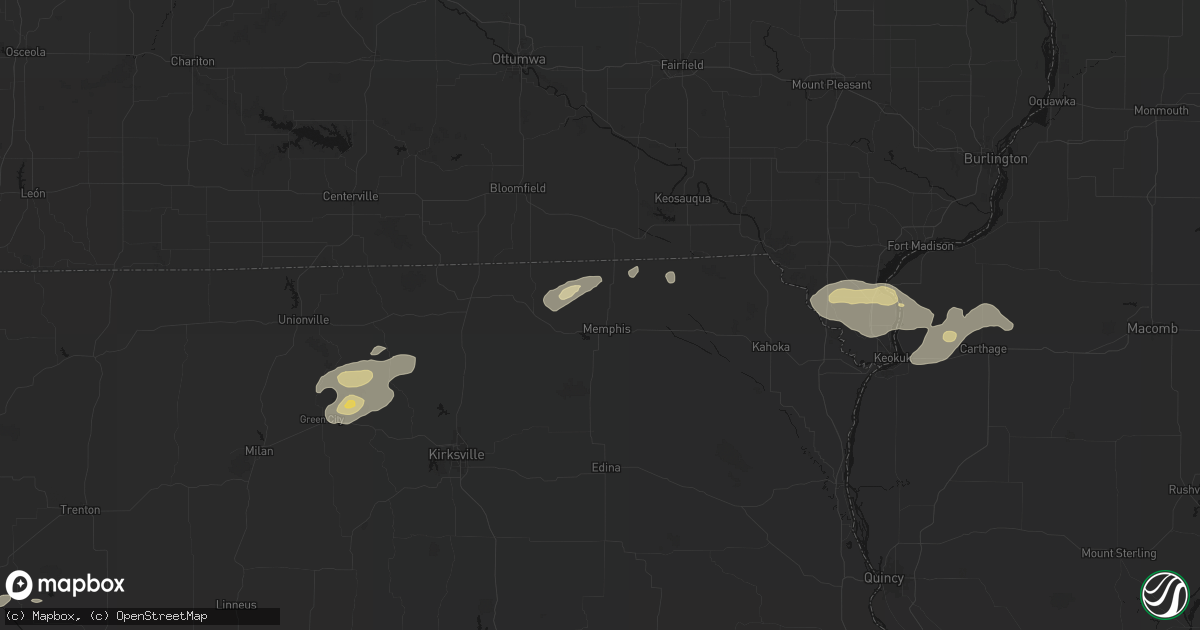 Hail map in Memphis, MO on August 14, 2026