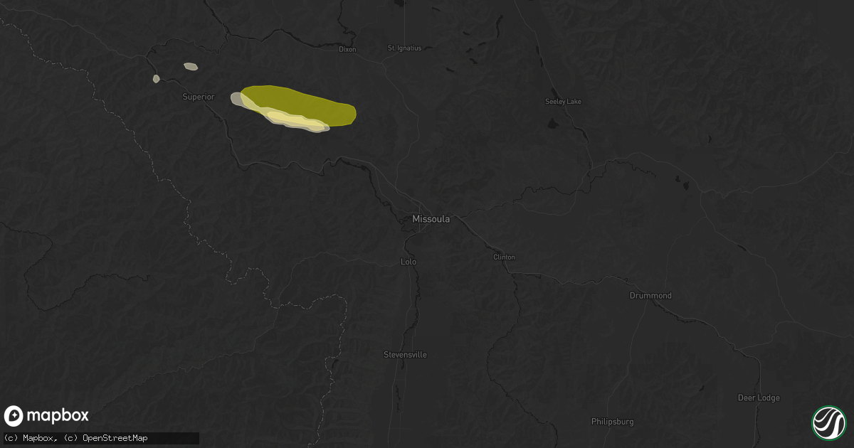 Hail map in Missoula, MT on August 14, 2026