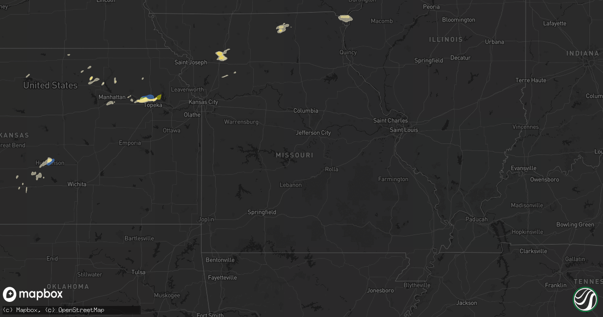 Hail map in Missouri on August 14, 2026