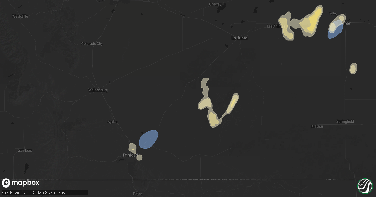 Hail map in Model, CO on August 14, 2026