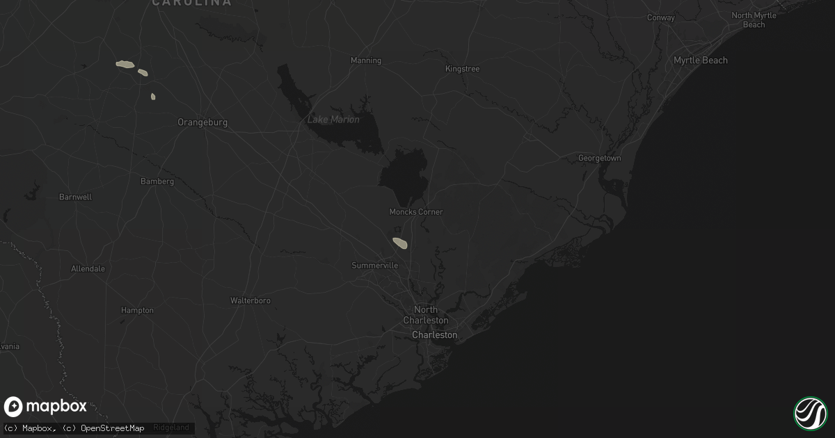 Hail map in Moncks Corner, SC on August 14, 2026