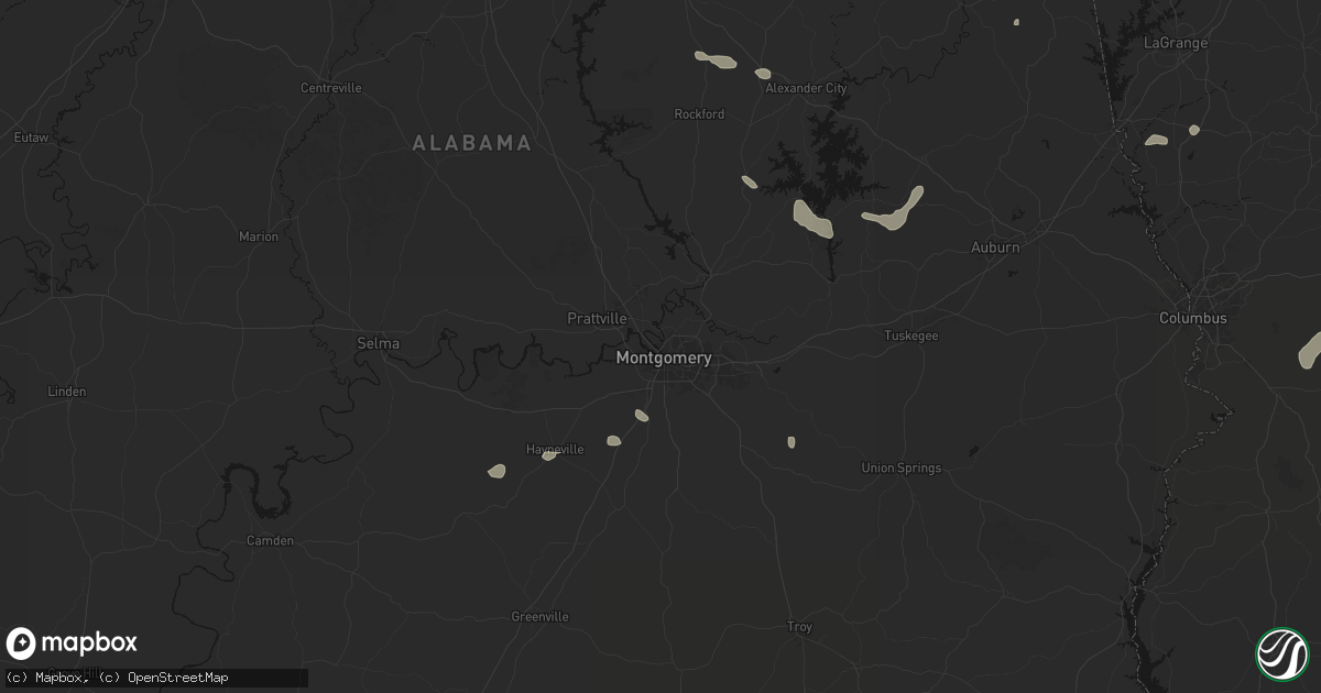 Hail map in Montgomery, AL on August 14, 2026
