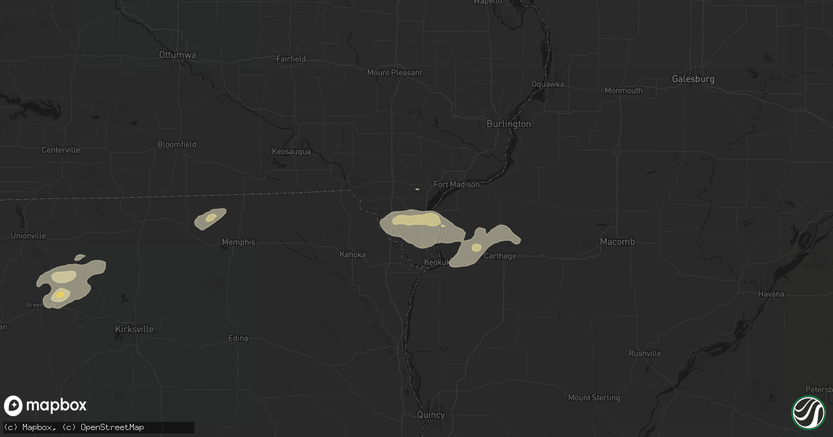 Hail map in Montrose, IA on August 14, 2026