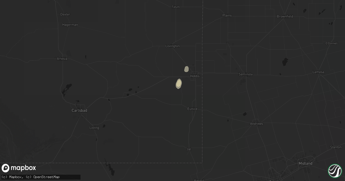 Hail map in Monument, NM on August 14, 2026
