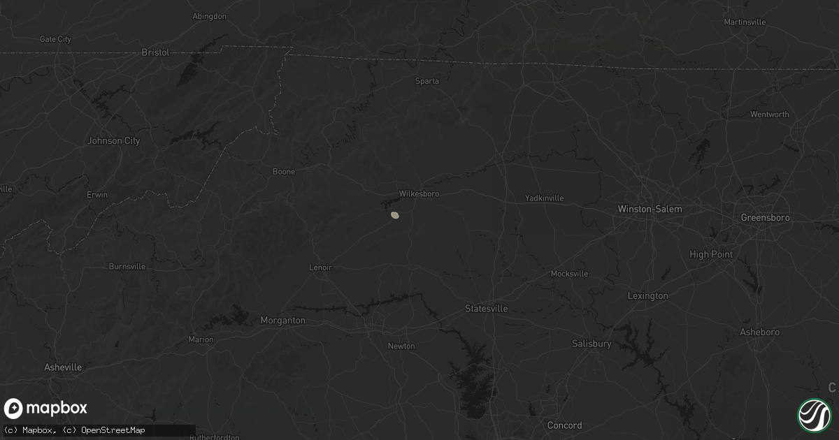 Hail map in Moravian Falls, NC on August 14, 2026