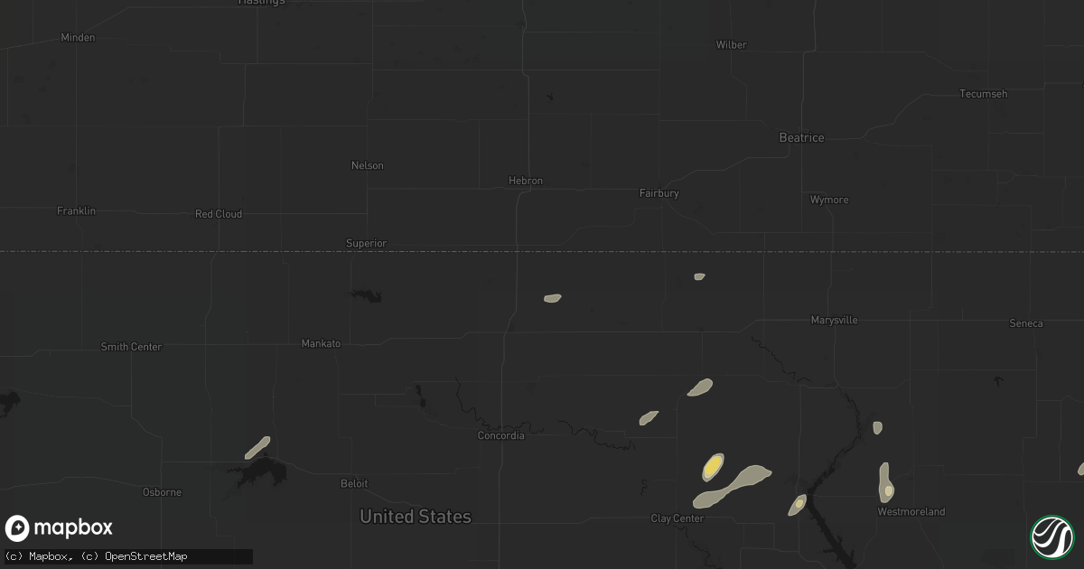 Hail map in Munden, KS on August 14, 2026