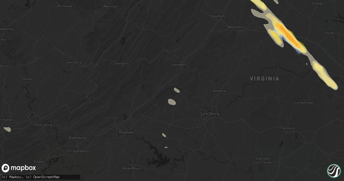 Hail map in Natural Bridge Station, VA on August 14, 2026