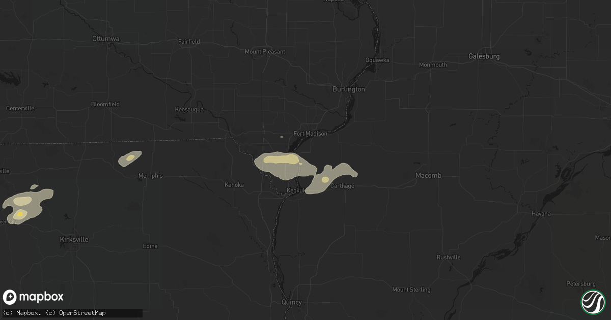 Hail map in Nauvoo, IL on August 14, 2026