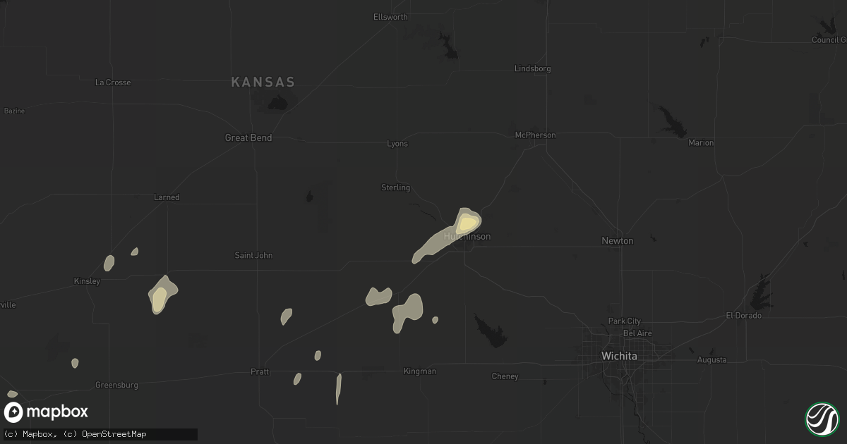 Hail map in Nickerson, KS on August 14, 2026