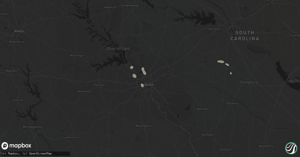 Hail map in North Augusta, SC on August 14, 2026
