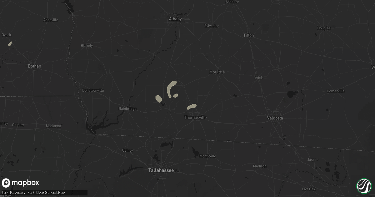 Hail map in Ochlocknee, GA on August 14, 2026