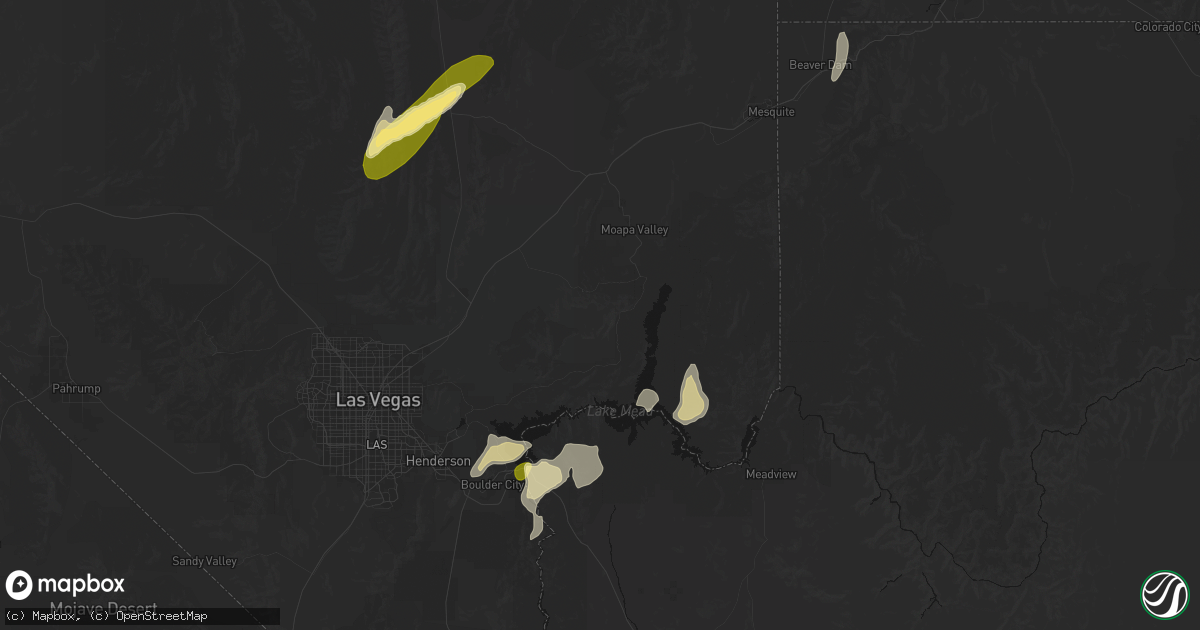 Hail map in Overton, NV on August 14, 2026