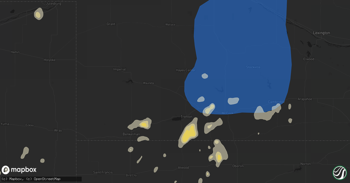 Hail map in Palisade, NE on August 14, 2026