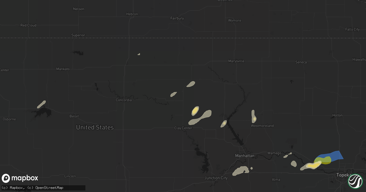 Hail map in Palmer, KS on August 14, 2026