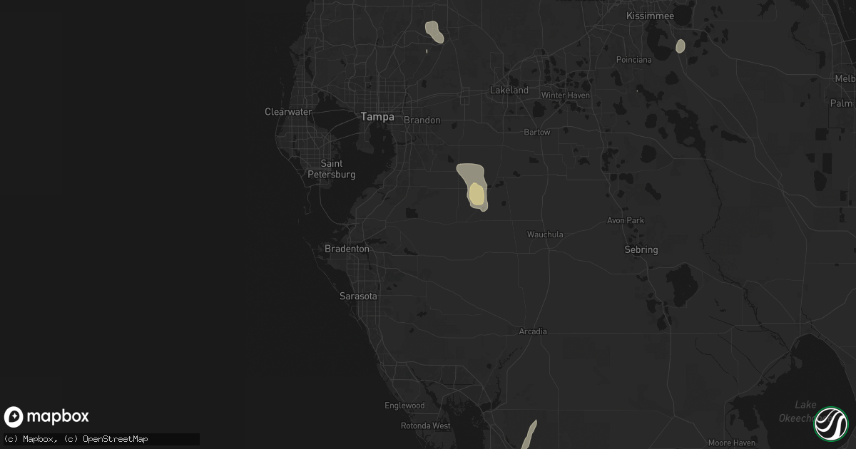 Hail map in Parrish, FL on August 14, 2026