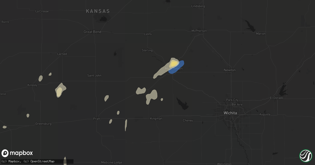 Hail map in Partridge, KS on August 14, 2026