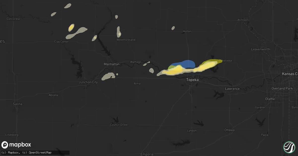 Hail map in Paxico, KS on August 14, 2026