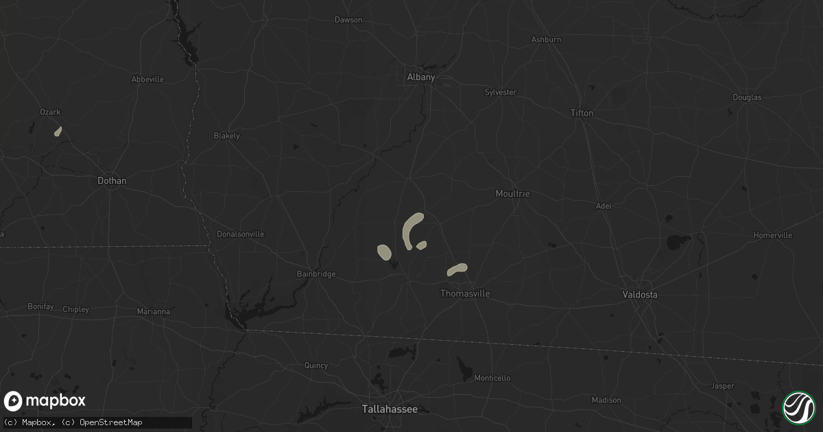 Hail map in Pelham, GA on August 14, 2026