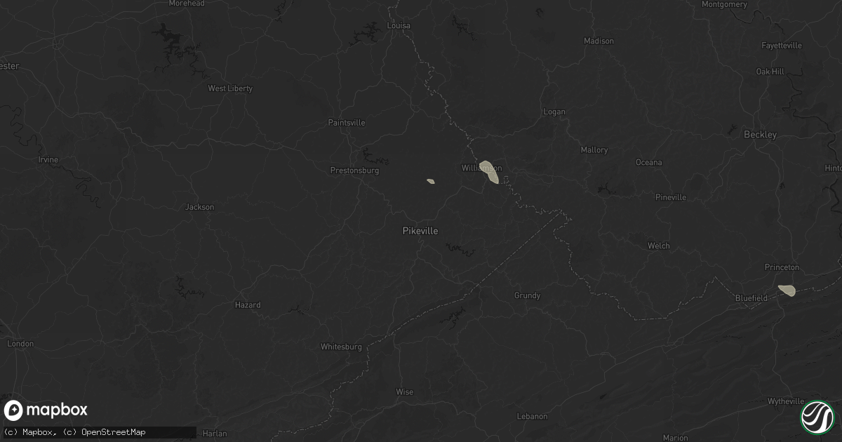 Hail map in Pikeville, KY on August 14, 2026