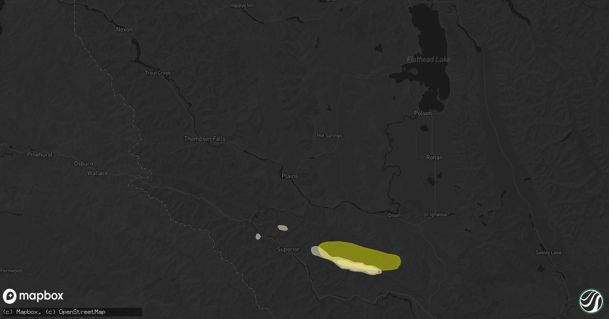 Hail map in Plains, MT on August 14, 2026