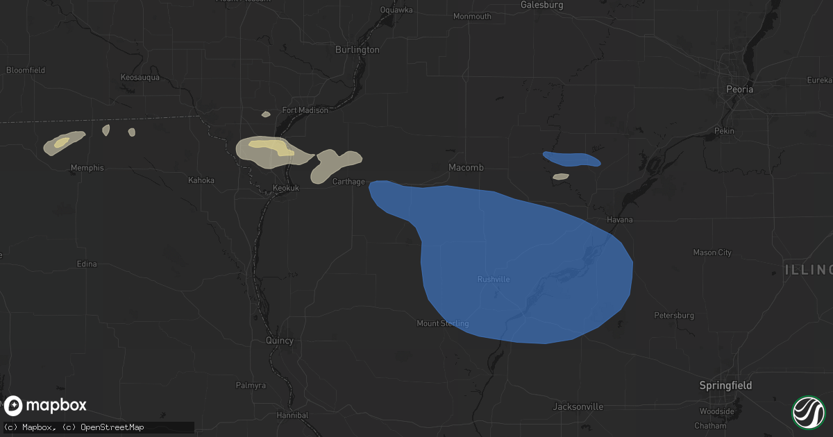Hail map in Plymouth, IL on August 14, 2026