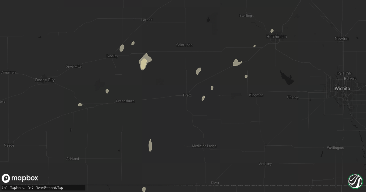 Hail map in Pratt, KS on August 14, 2026