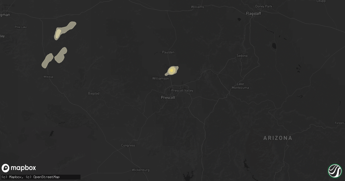 Hail map in Prescott, AZ on August 14, 2026