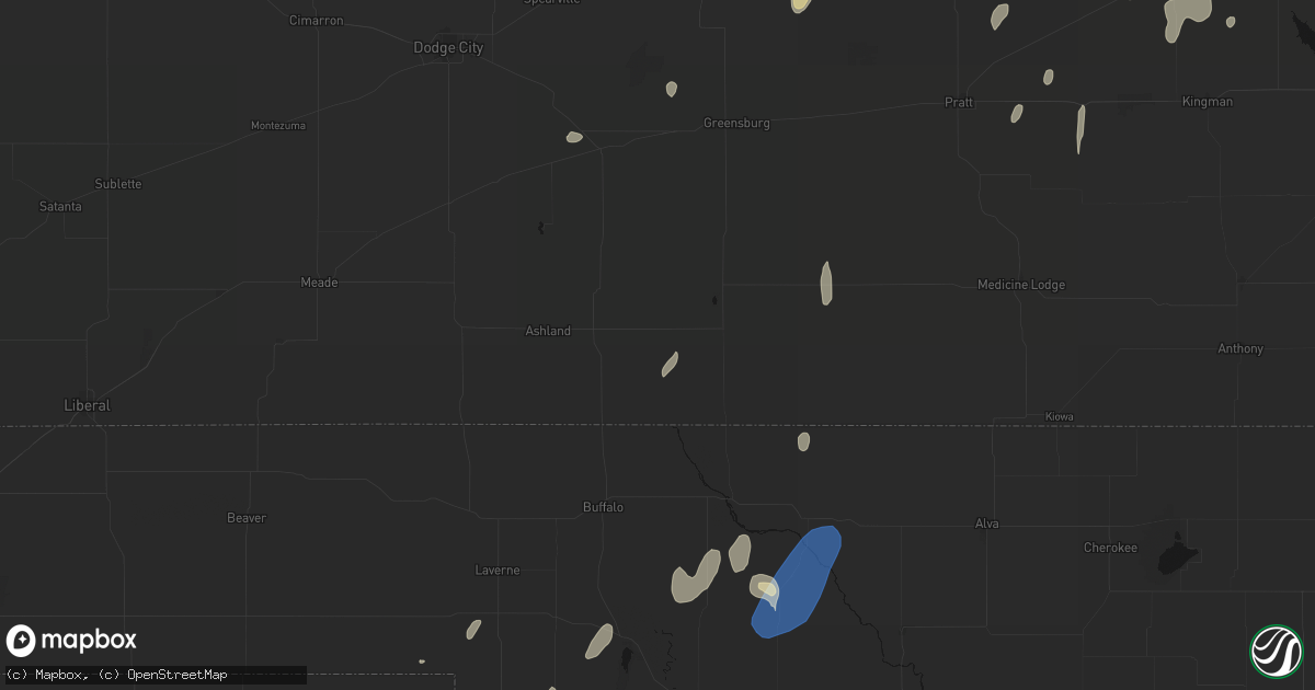 Hail map in Protection, KS on August 14, 2026