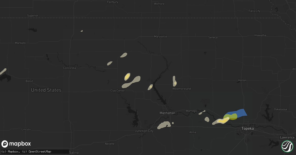 Hail map in Randolph, KS on August 14, 2026