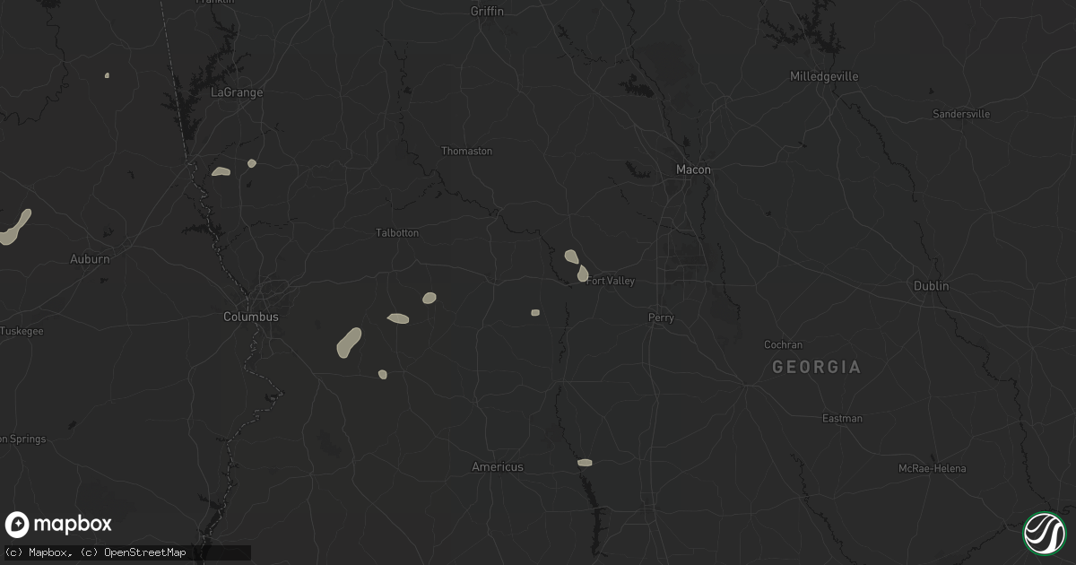 Hail map in Reynolds, GA on August 14, 2026