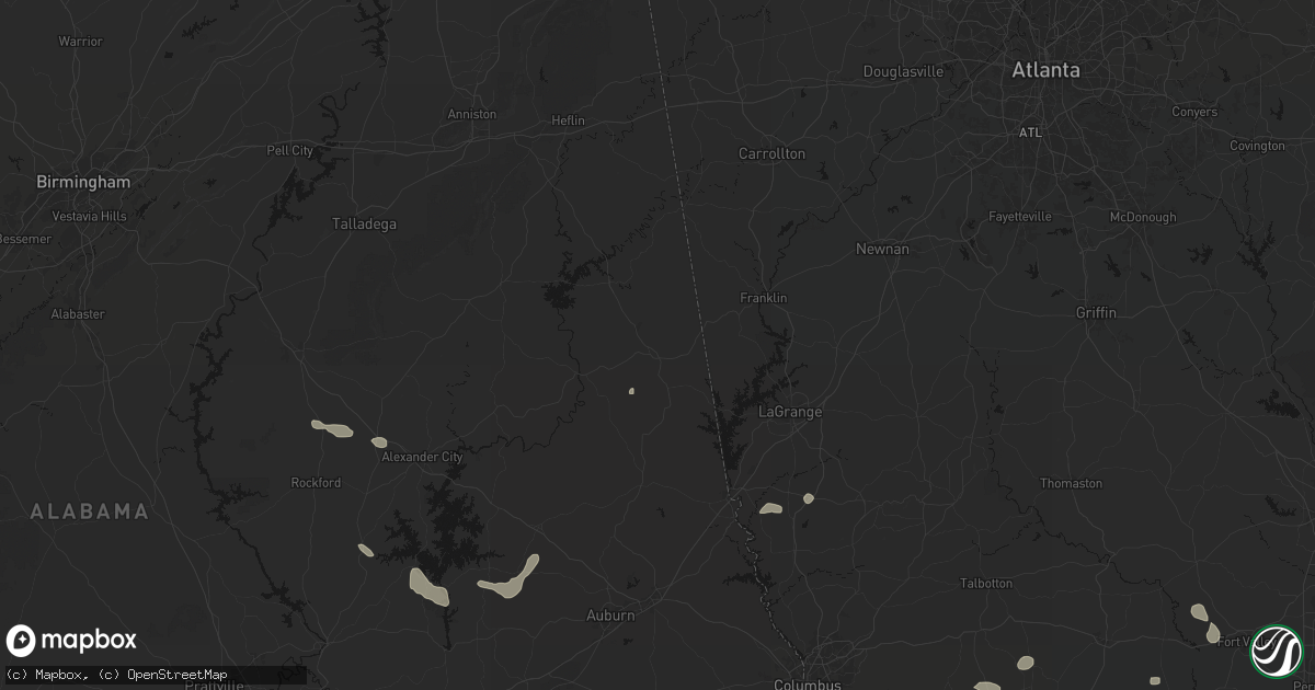 Hail map in Roanoke, AL on August 14, 2026